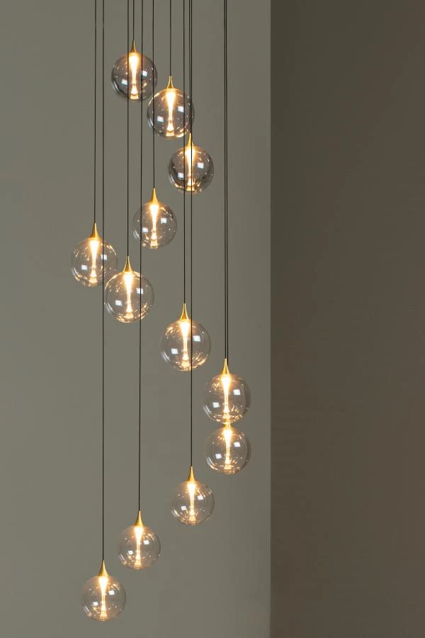 Lucide Premium GISELA - Pendelleuchten - Ø 61 cm - LED Dim. - 12x3,5W 2700K - Transparent - Atmosphäre 1